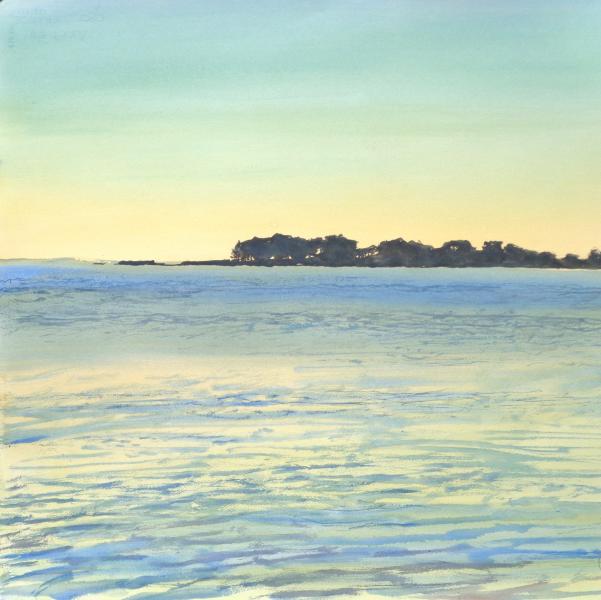 R&eacute;mi Hamoir - Le Golfe le soir, 67/67cm encadr&eacute; VENDU