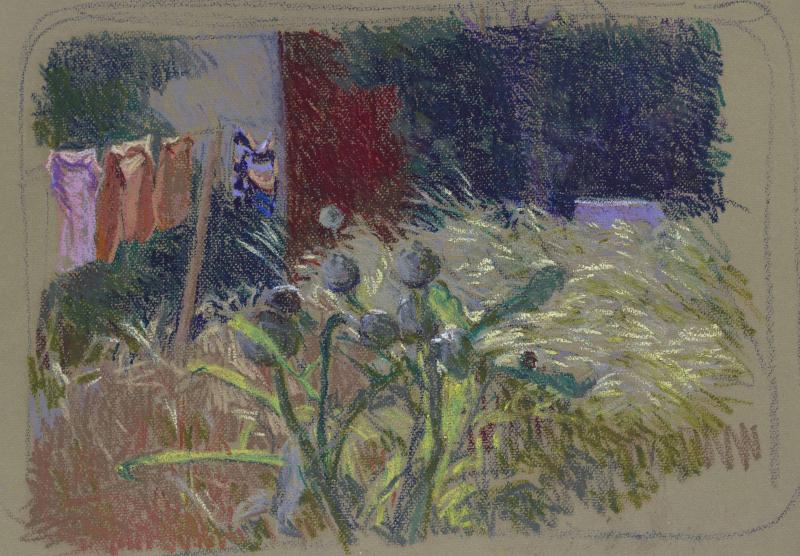 Assunta Genovesio - Jardin aux herbes hautes Pastel à l'huile 43/32,5