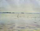 R&eacute;mi Hamoir - Parc &agrave; huitres, mar&eacute;e montante - 62/82cm encadr&eacute;. VENDU